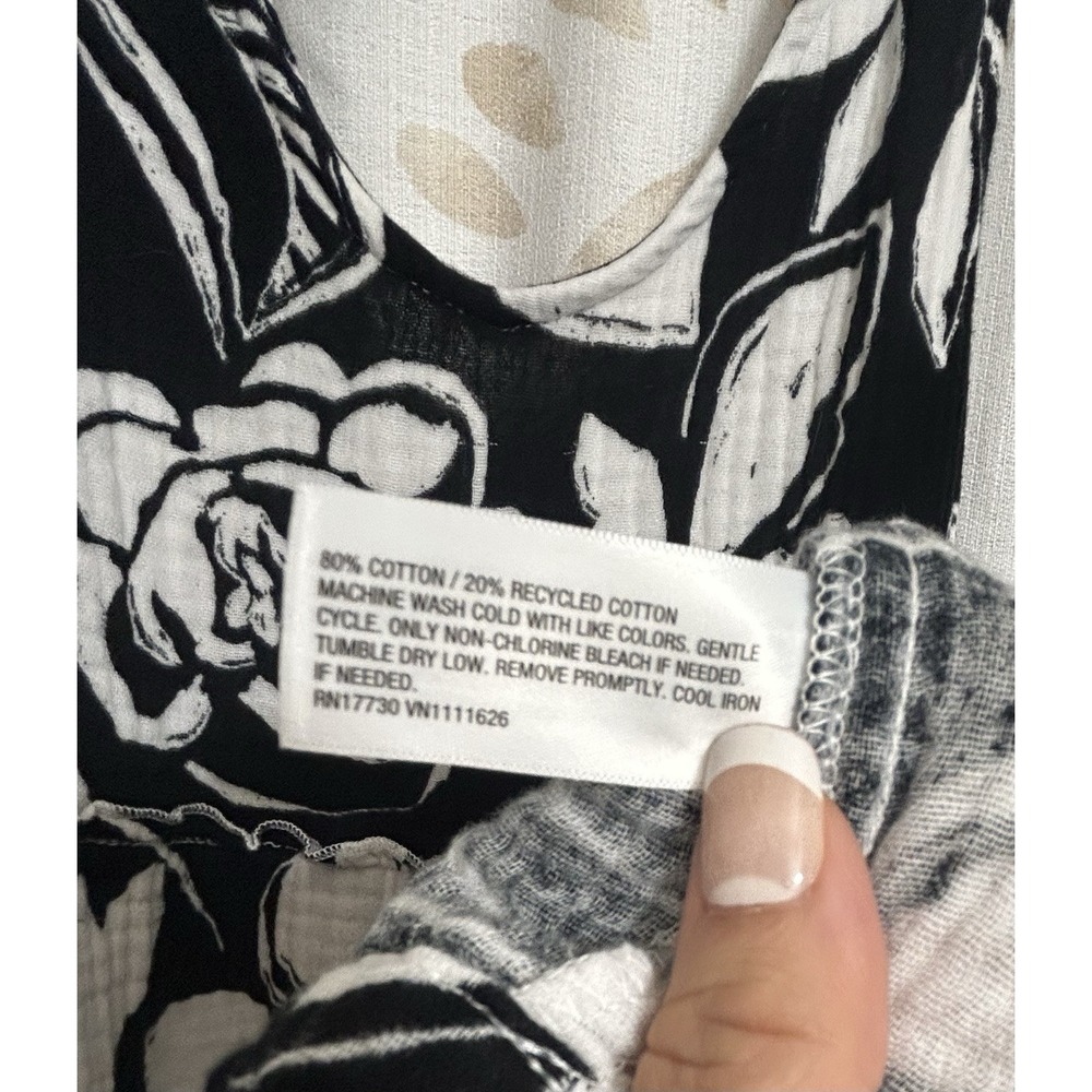 Isabel by Ingrid & Isabel Black White Floral Midi Dress Women's Small Tie Strap - Picture 5 of 5